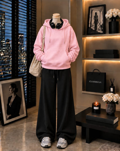 Premium Hoodie & Black Wide-Leg Trouser Pack of Two
