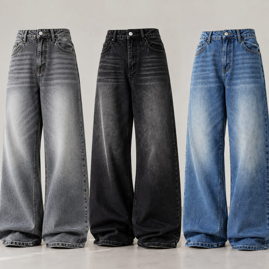 Pack Of 3 Vintage Jeans (Gray, Black & Mid Blue)