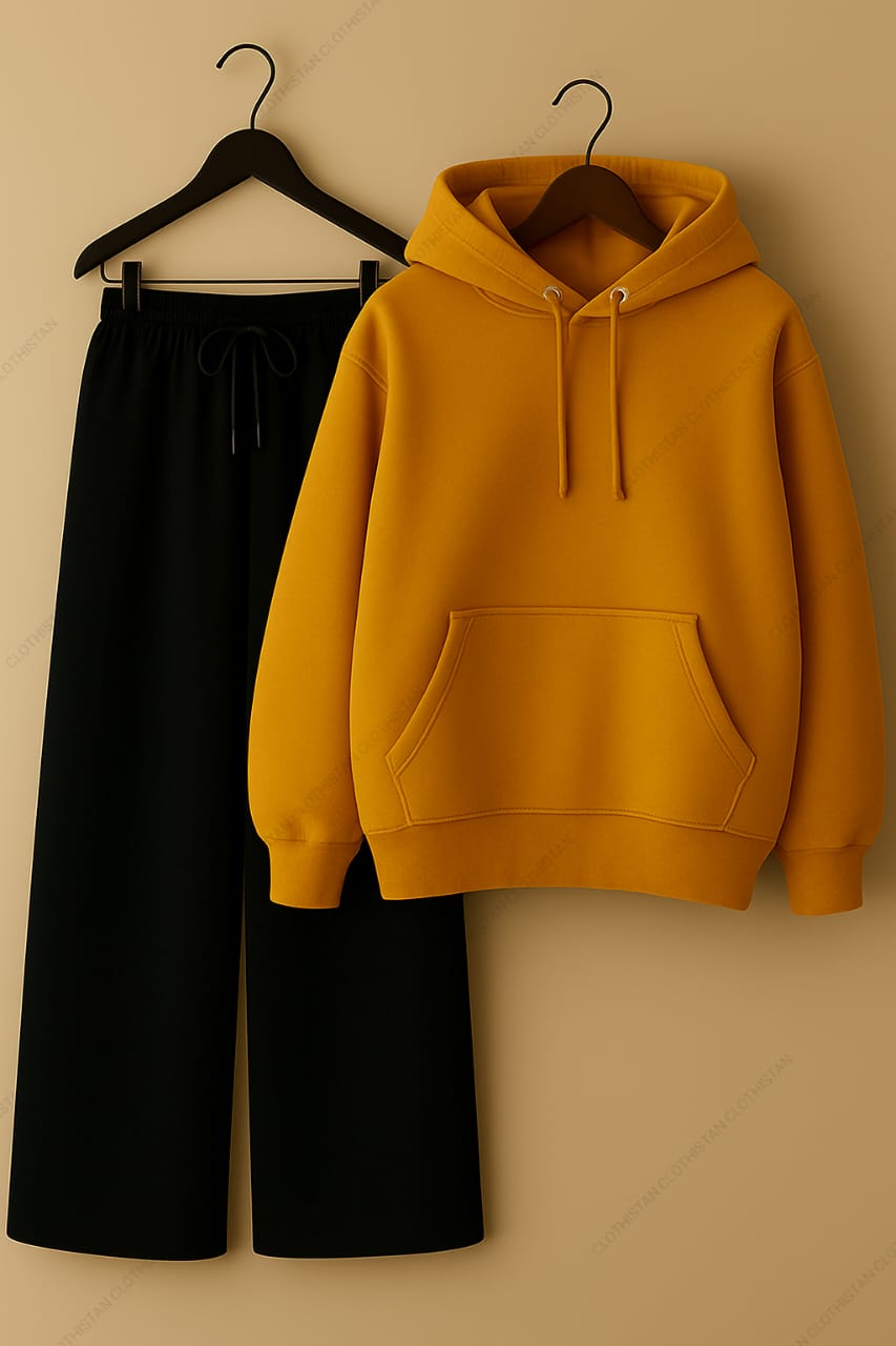 Hoodie & Black Wide-Leg Sweatpants Pack Of Two