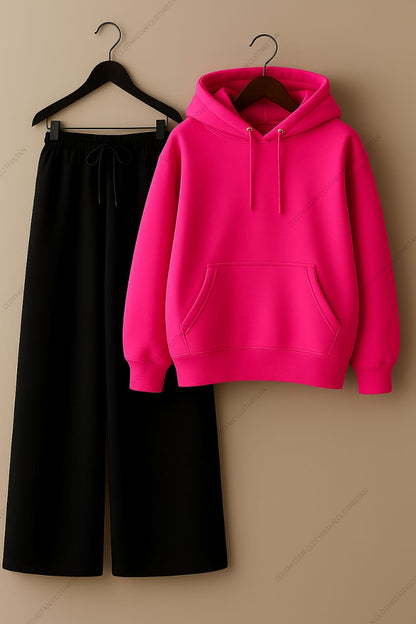 Hoodie & Black Wide-Leg Sweatpants Pack Of Two