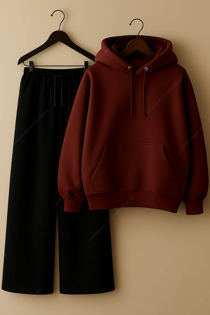 Hoodie & Black Wide-Leg Sweatpants Pack Of Two