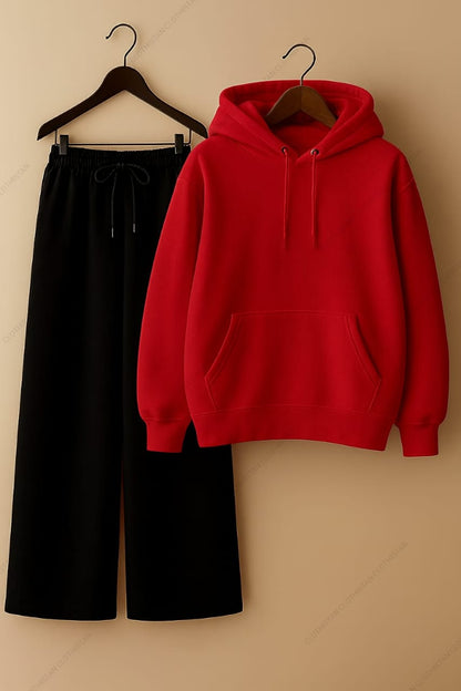 Hoodie & Black Wide-Leg Sweatpants Pack Of Two