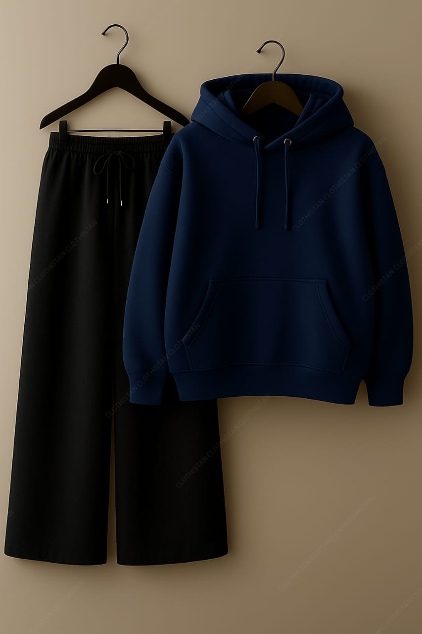 Hoodie & Black Wide-Leg Sweatpants Pack Of Two