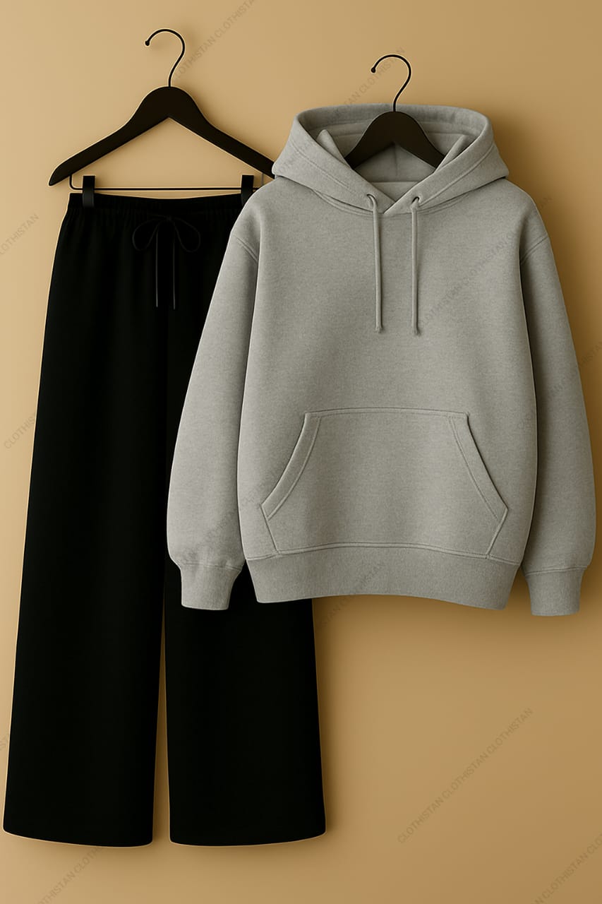 Hoodie & Black Wide-Leg Sweatpants Pack Of Two