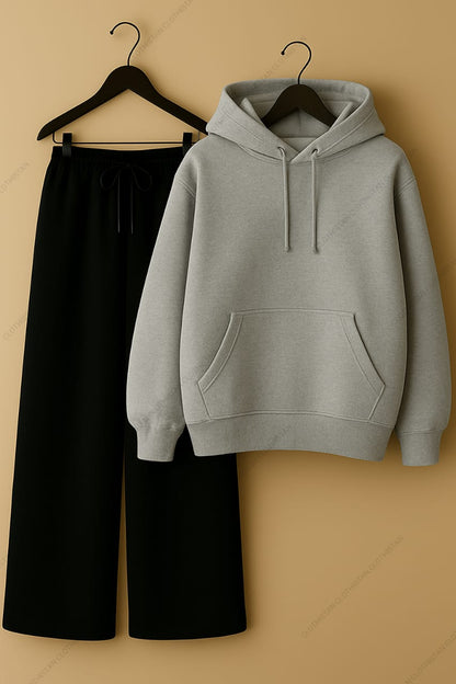 Hoodie & Black Wide-Leg Sweatpants Pack Of Two
