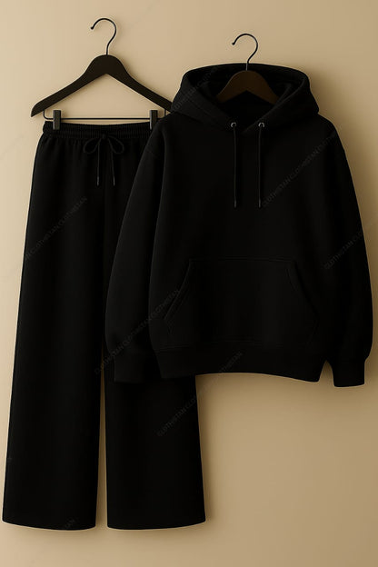 Hoodie & Black Wide-Leg Sweatpants Pack Of Two