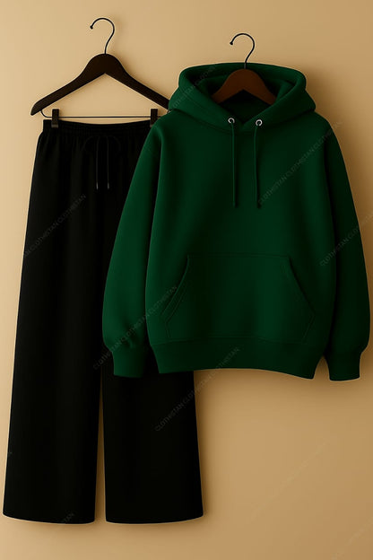 Hoodie & Black Wide-Leg Sweatpants Pack Of Two