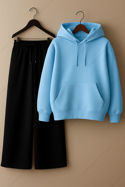 Hoodie & Black Wide-Leg Sweatpants Pack Of Two