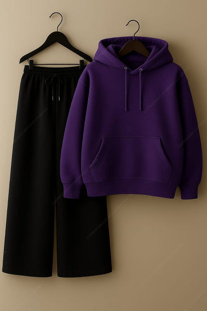Hoodie & Black Wide-Leg Sweatpants Pack Of Two