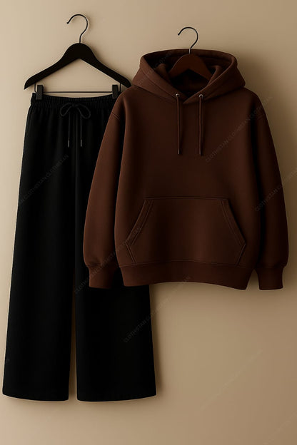 Hoodie & Black Wide-Leg Sweatpants Pack Of Two