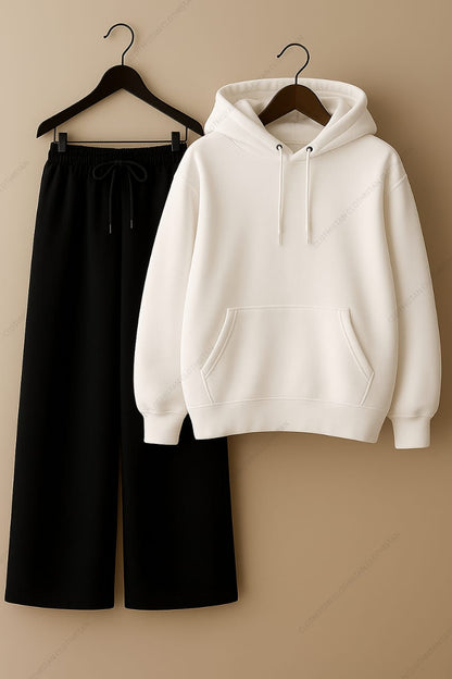Hoodie & Black Wide-Leg Sweatpants Pack Of Two