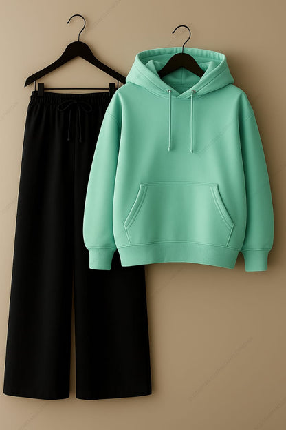 Hoodie & Black Wide-Leg Sweatpants Pack Of Two