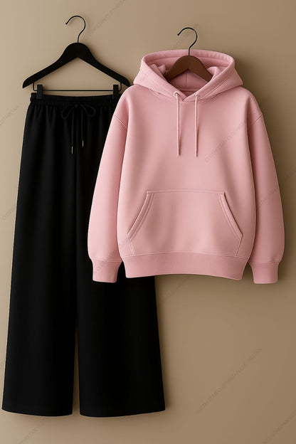 Hoodie & Black Wide-Leg Sweatpants Pack Of Two