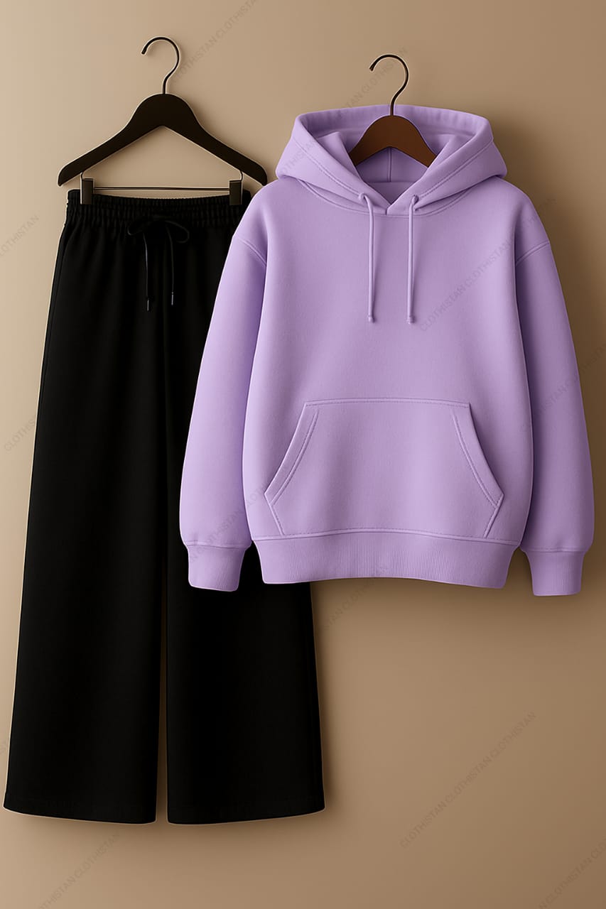 Hoodie & Black Wide-Leg Sweatpants Pack Of Two