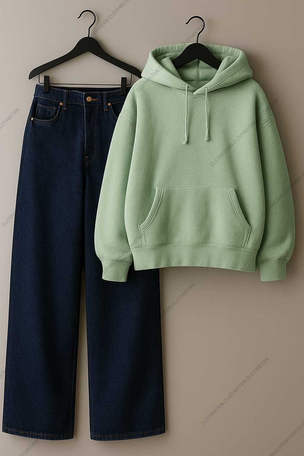 Hoodie & Mid Blue Wide leg Jeans Pack Of Two