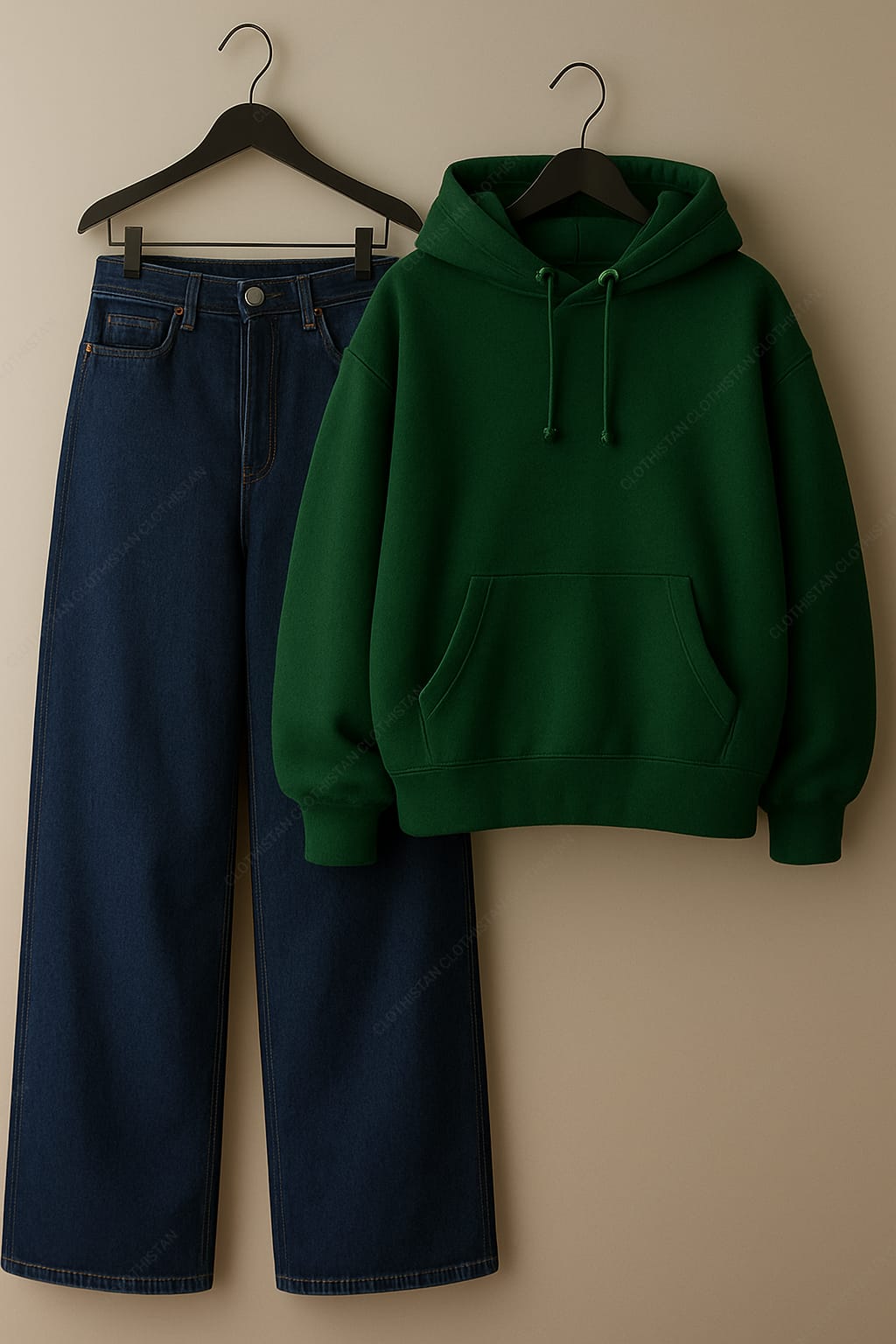 Hoodie & Mid Blue Wide leg Jeans Pack Of Two