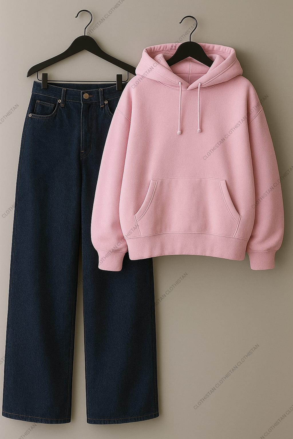 Hoodie & Mid Blue Wide leg Jeans Pack Of Two