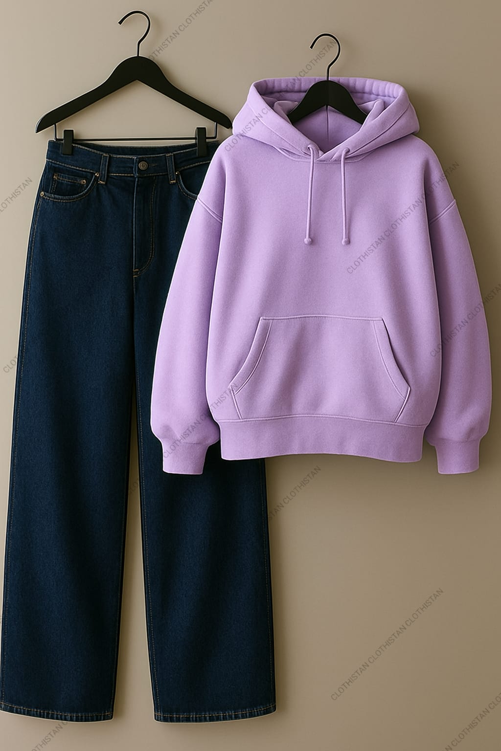 Hoodie & Mid Blue Wide leg Jeans Pack Of Two
