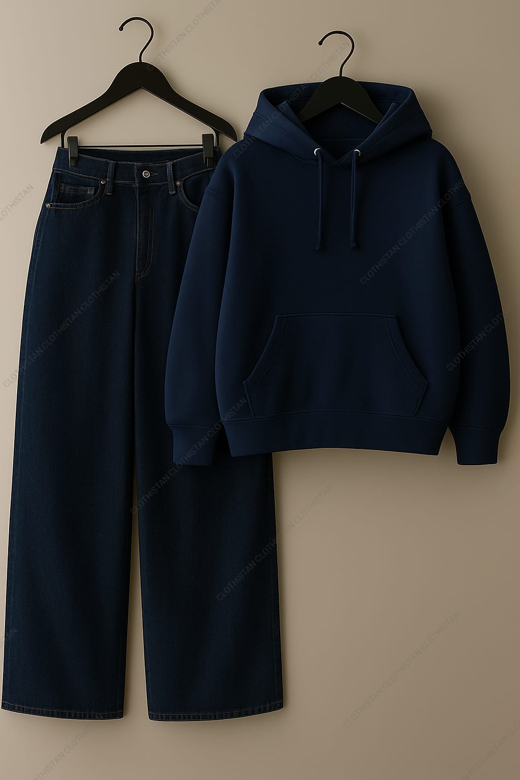 Hoodie & Mid Blue Wide leg Jeans Pack Of Two