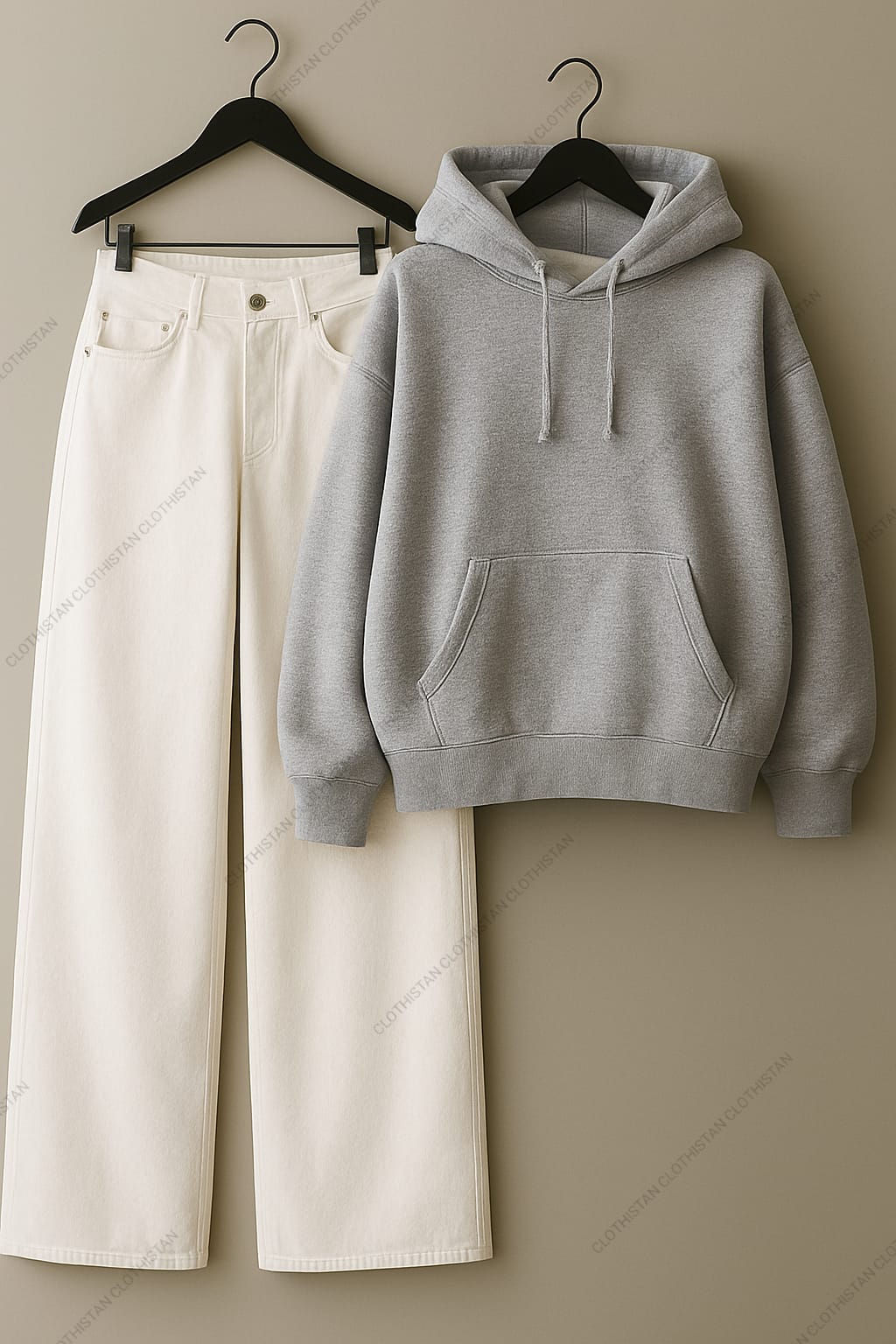 Hoodie & White Wide leg Jeans Pack Of Two