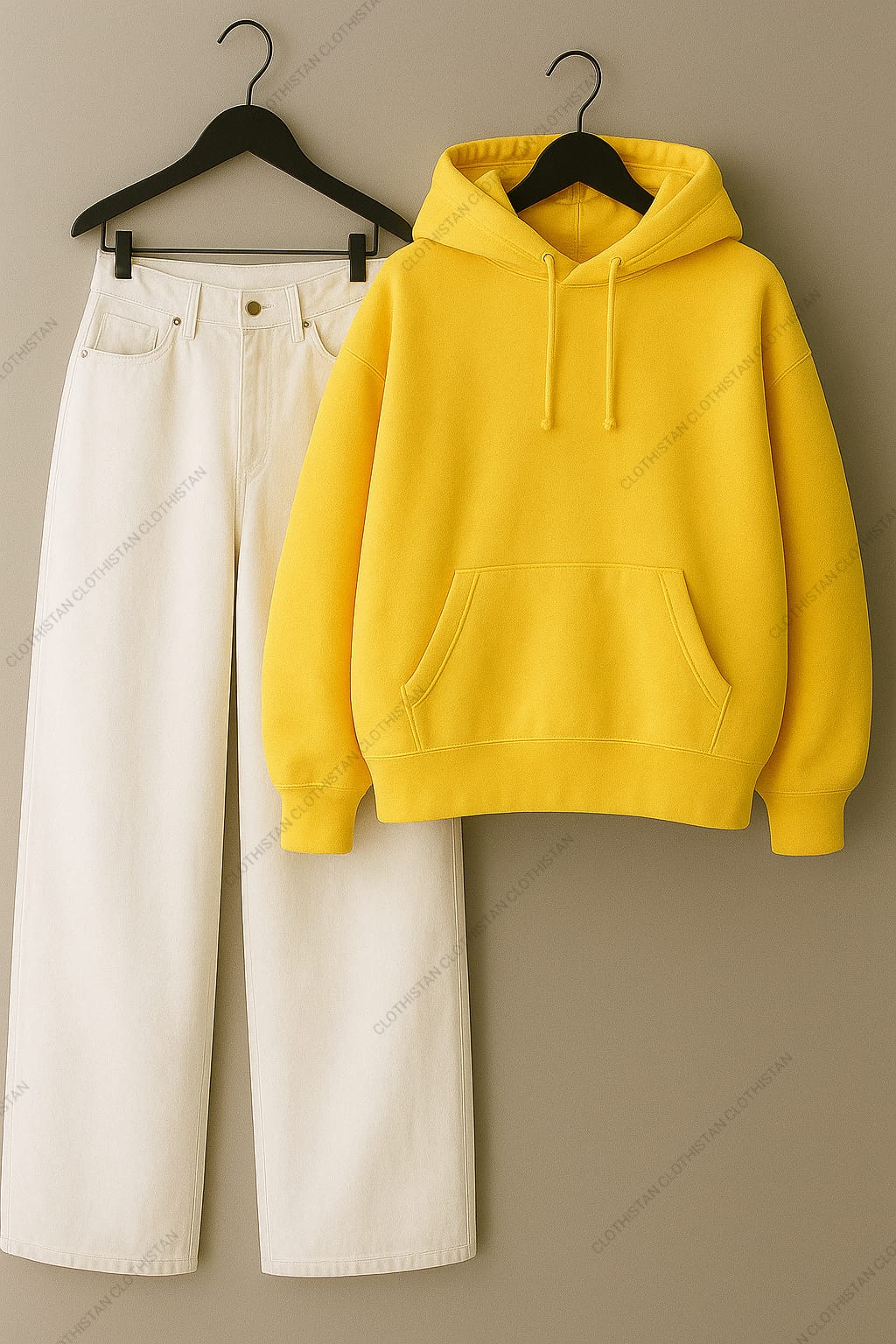 Hoodie & White Wide leg Jeans Pack Of Two