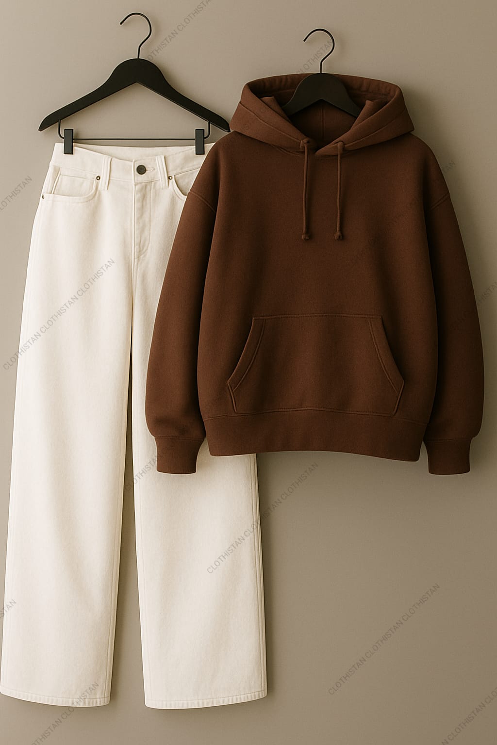 Hoodie & White Wide leg Jeans Pack Of Two