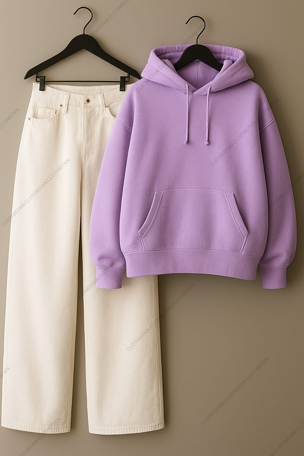 Hoodie & White Wide leg Jeans Pack Of Two