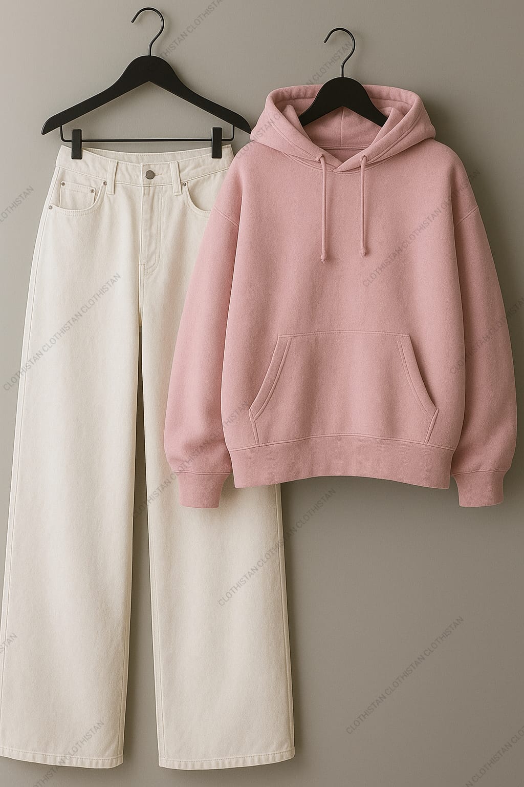 Hoodie & White Wide leg Jeans Pack Of Two