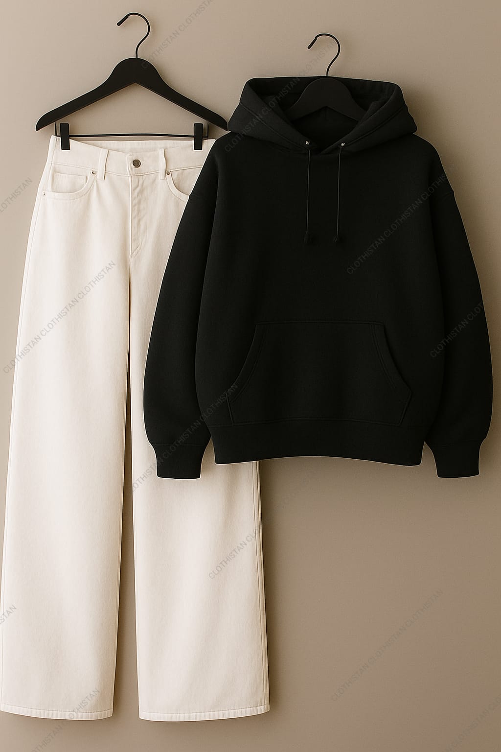 Hoodie & White Wide leg Jeans Pack Of Two