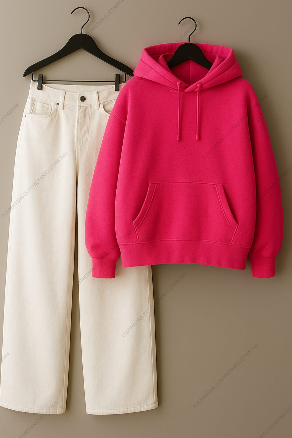 Hoodie & White Wide leg Jeans Pack Of Two