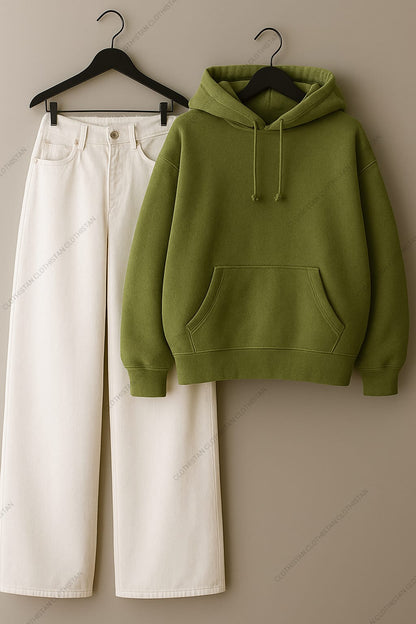 Hoodie & White Wide leg Jeans Pack Of Two