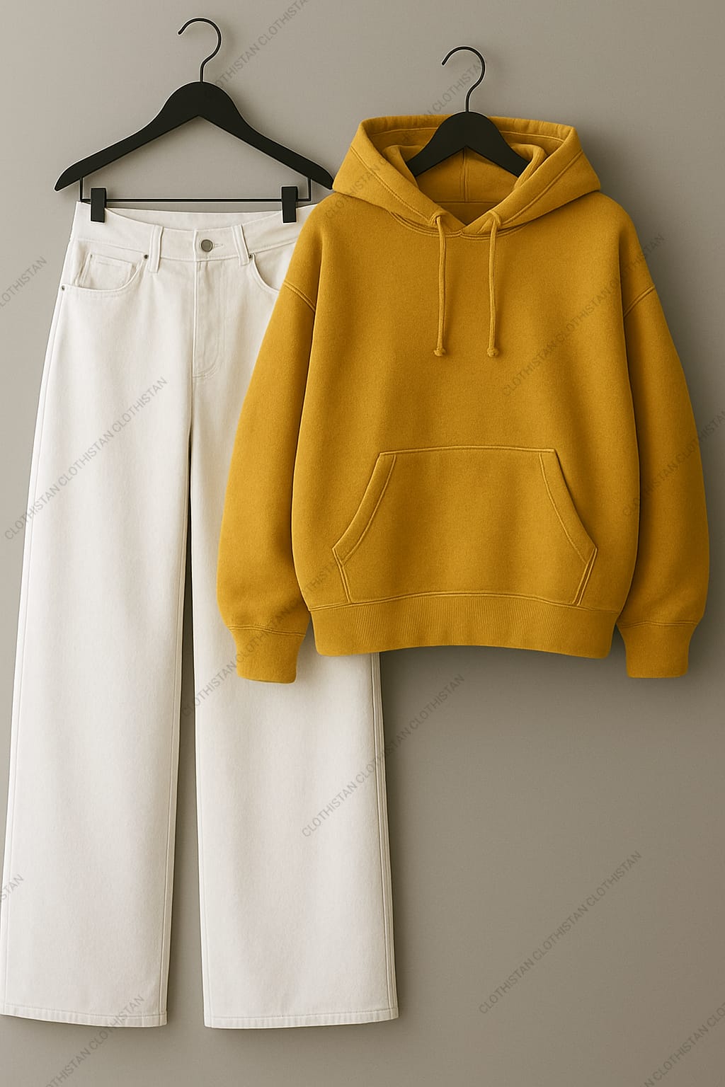 Hoodie & White Wide leg Jeans Pack Of Two