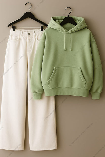 Hoodie & White Wide leg Jeans Pack Of Two
