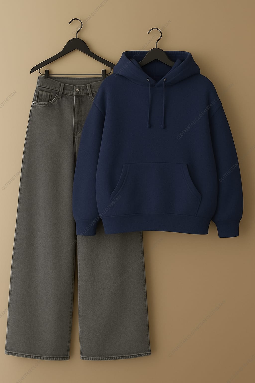 Hoodie & Grey Wide leg Jeans Pack Of Two