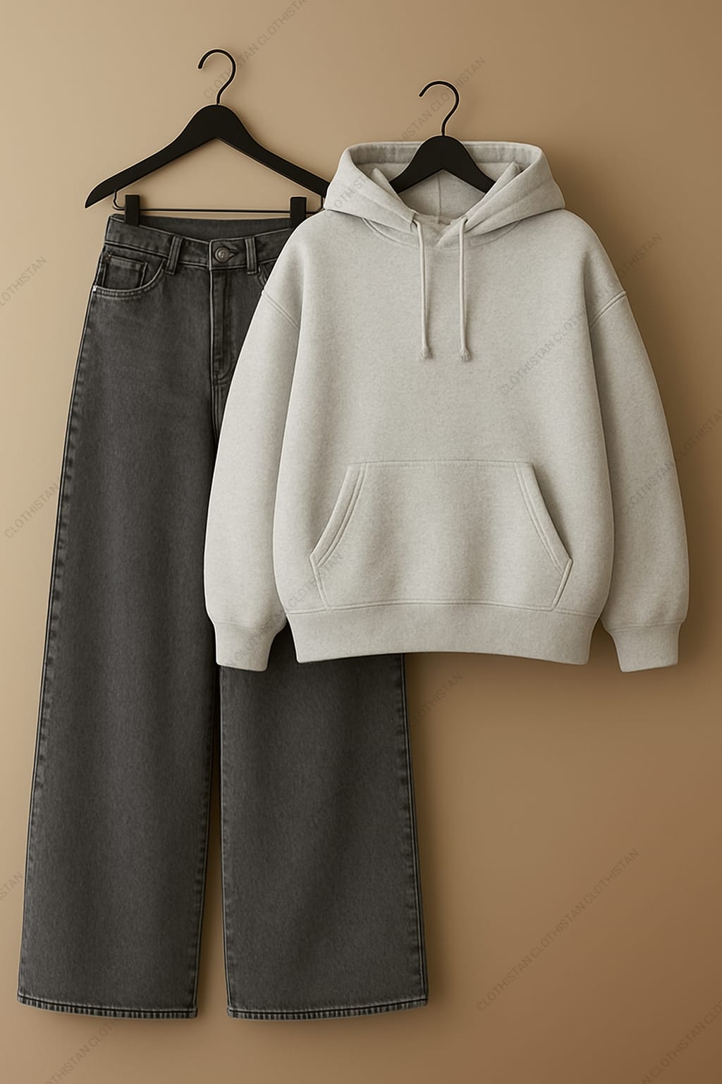 Hoodie & Grey Wide leg Jeans Pack Of Two