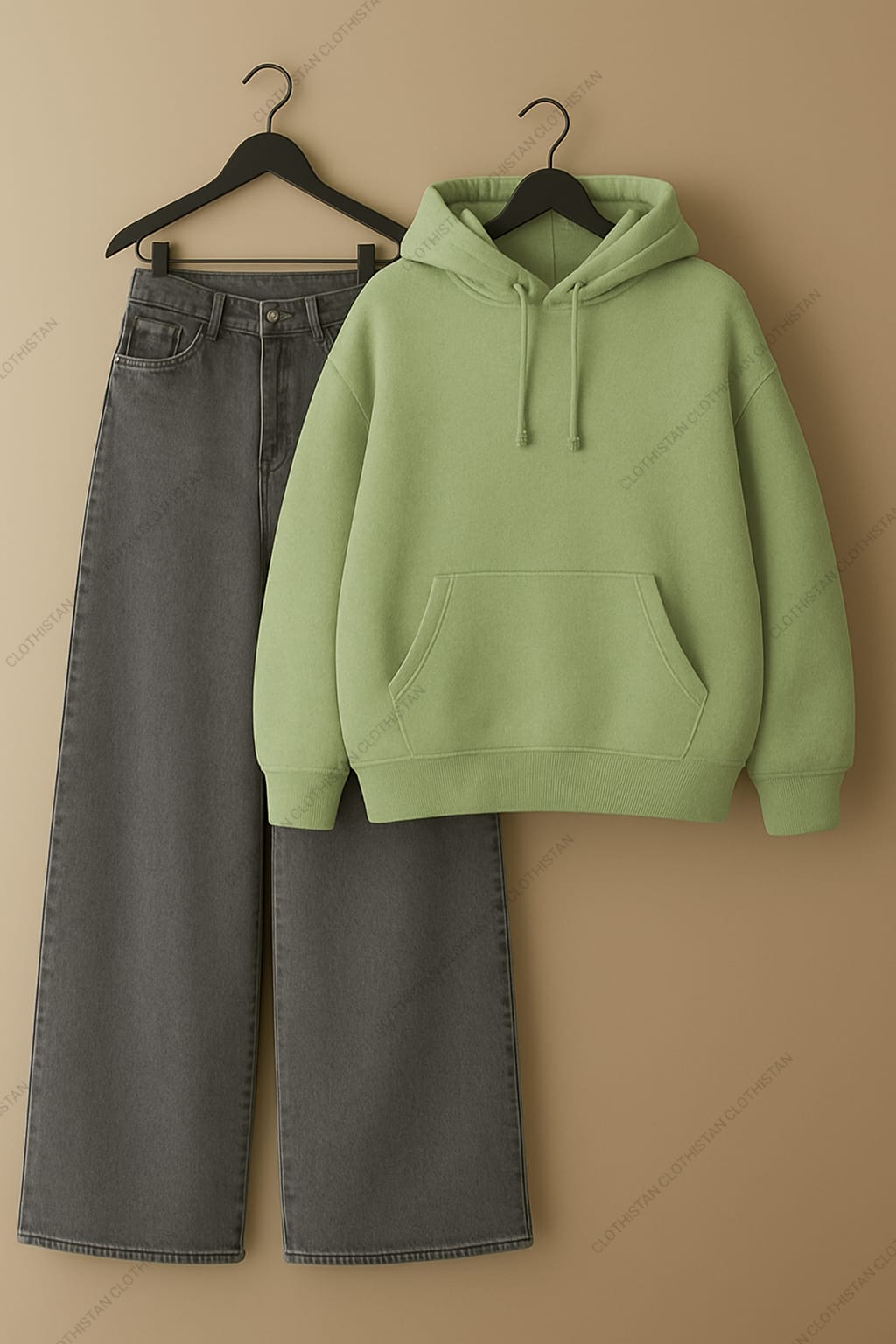 Hoodie & Grey Wide leg Jeans Pack Of Two