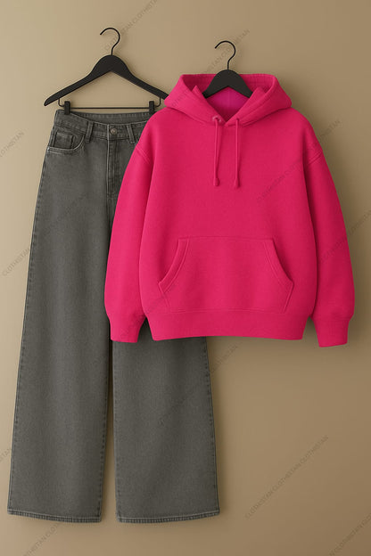 Hoodie & Grey Wide leg Jeans Pack Of Two