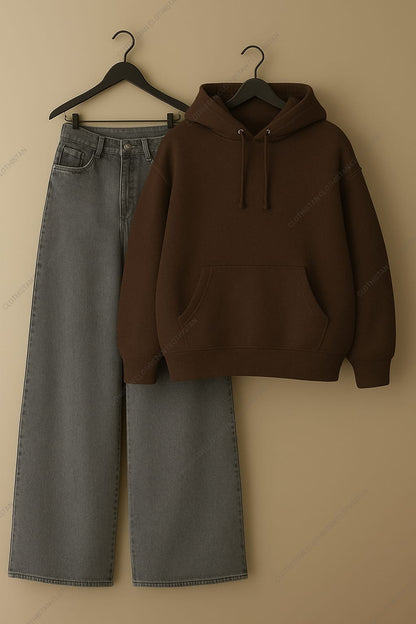Hoodie & Grey Wide leg Jeans Pack Of Two