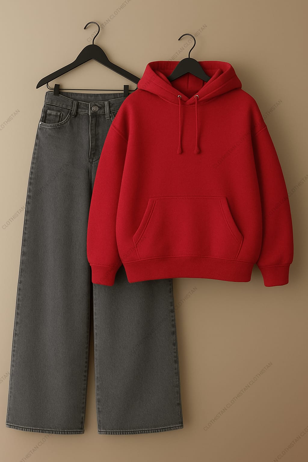 Hoodie & Grey Wide leg Jeans Pack Of Two