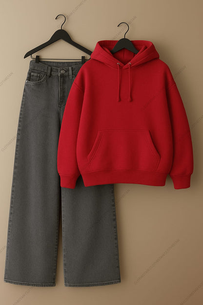 Hoodie & Grey Wide leg Jeans Pack Of Two