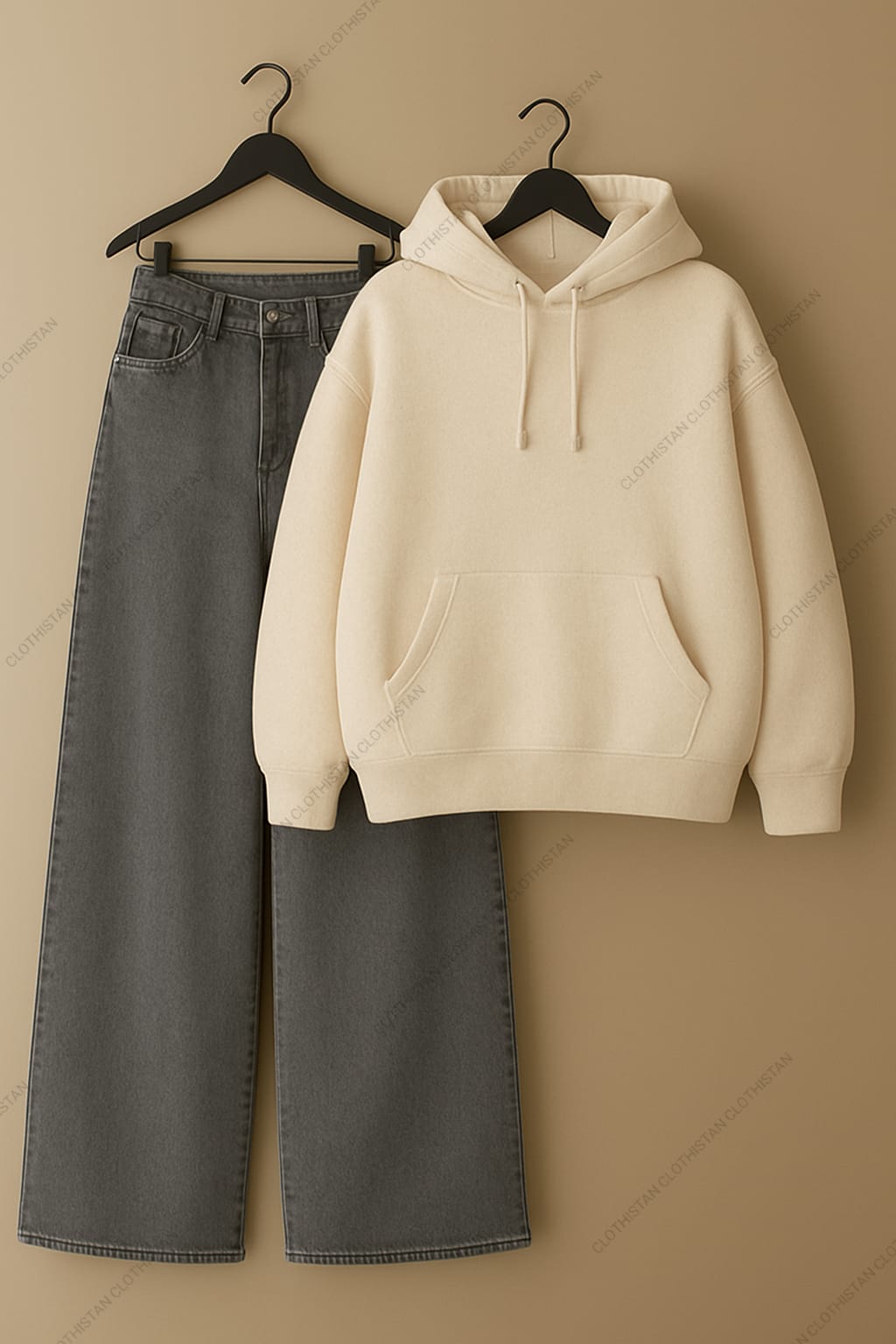 Hoodie & Grey Wide leg Jeans Pack Of Two