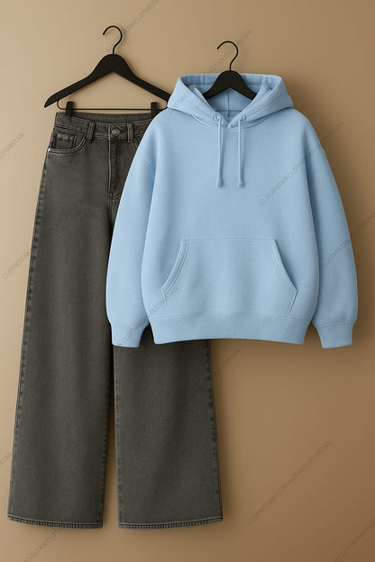Hoodie & Grey Wide leg Jeans Pack Of Two