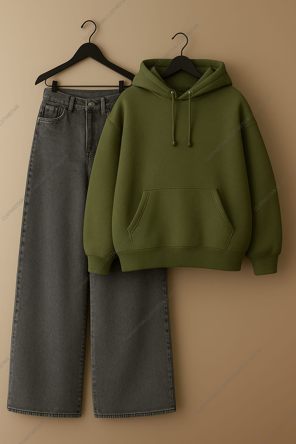Hoodie & Grey Wide leg Jeans Pack Of Two