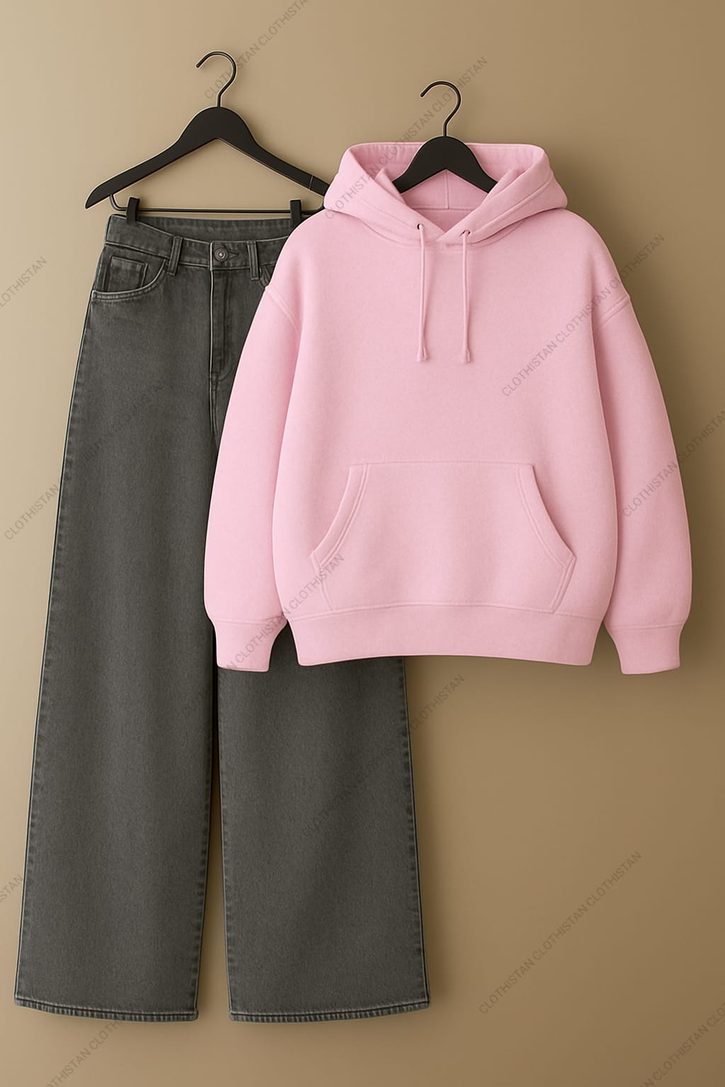 Hoodie & Grey Wide leg Jeans Pack Of Two