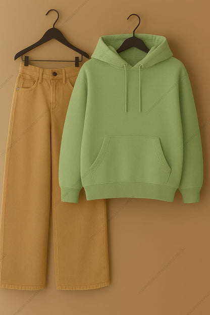 Hoodie & Beige Wide leg Jeans Pack Of Two