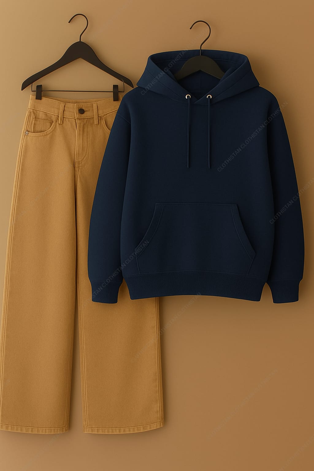 Hoodie & Beige Wide leg Jeans Pack Of Two