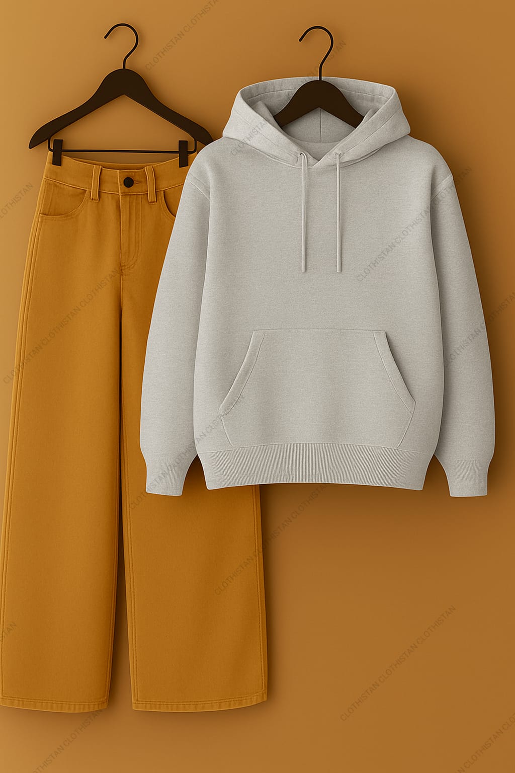 Hoodie & Beige Wide leg Jeans Pack Of Two