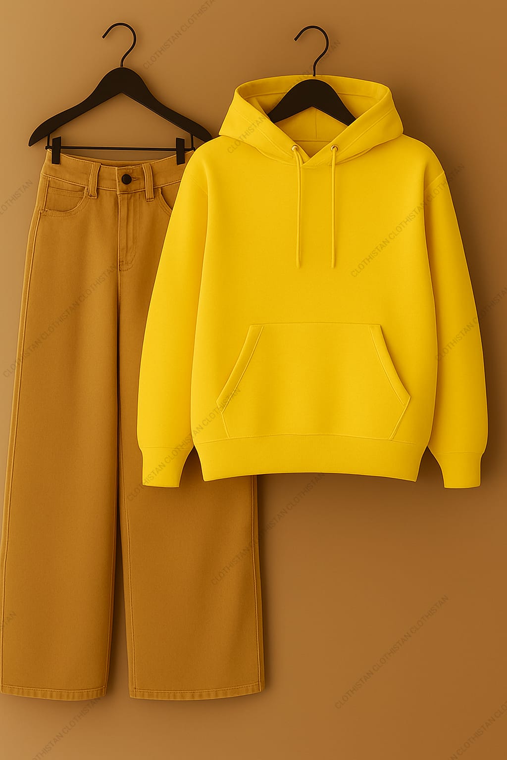 Hoodie & Beige Wide leg Jeans Pack Of Two