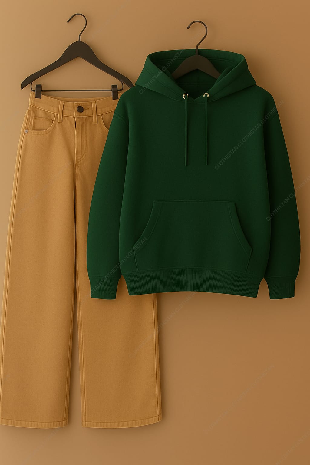 Hoodie & Beige Wide leg Jeans Pack Of Two