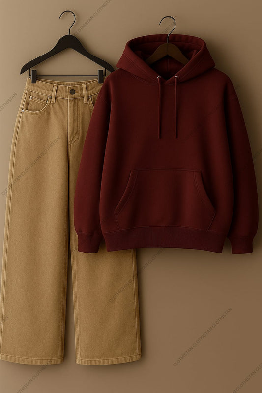 Hoodie & Beige Jeans Pack Of Two